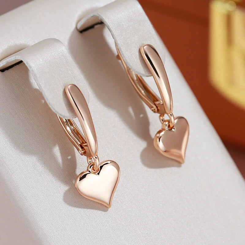 Boucles d'oreilles Coeurs, bijou en alliage plaqué or 585 (14 carats)
