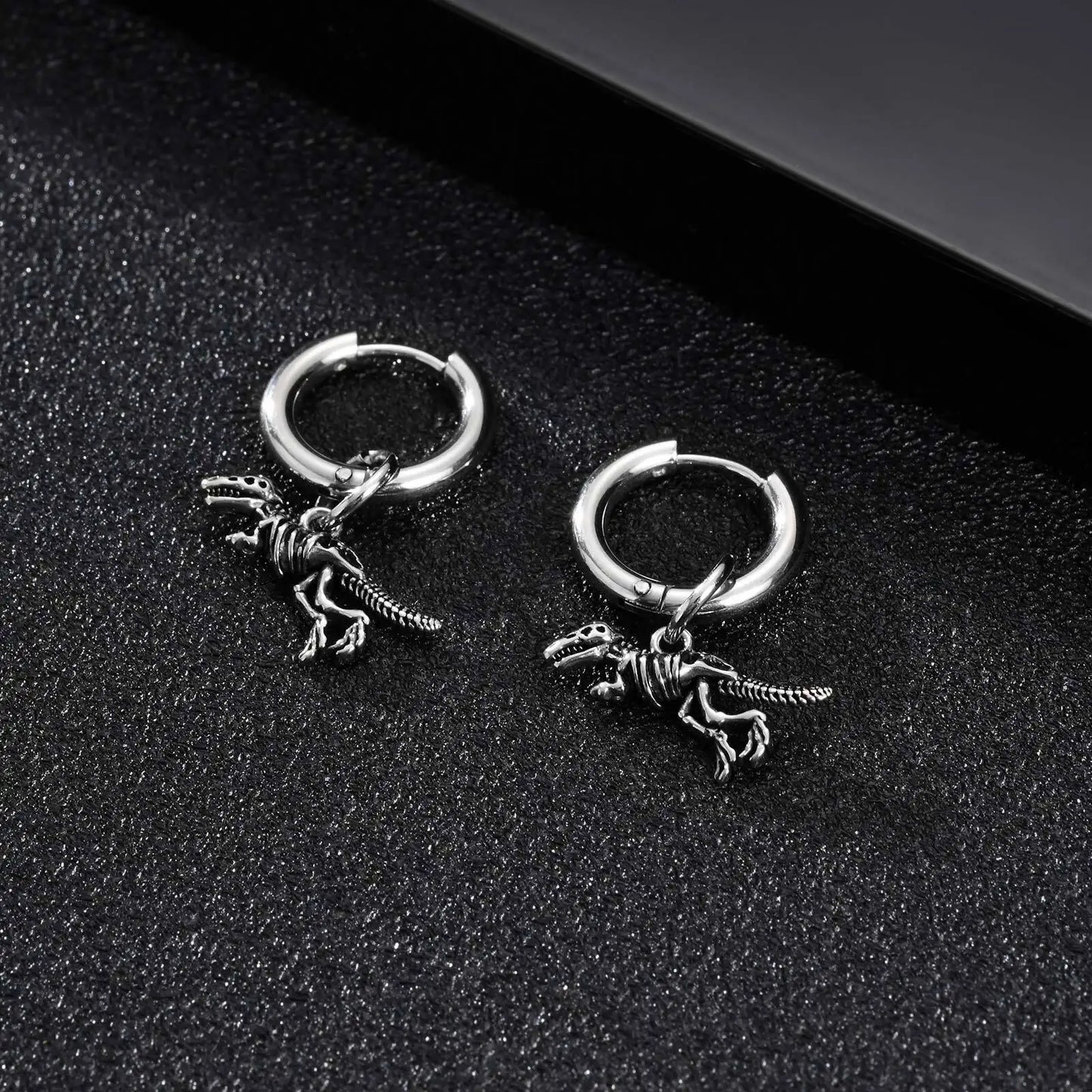 Boucles d'oreilles minimalistes Squelettes de dinosaure, bijou en alliage plaqué argent
