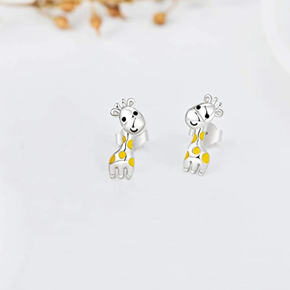 Boucles d'oreilles Girafes, bijou en plaqué argent 925