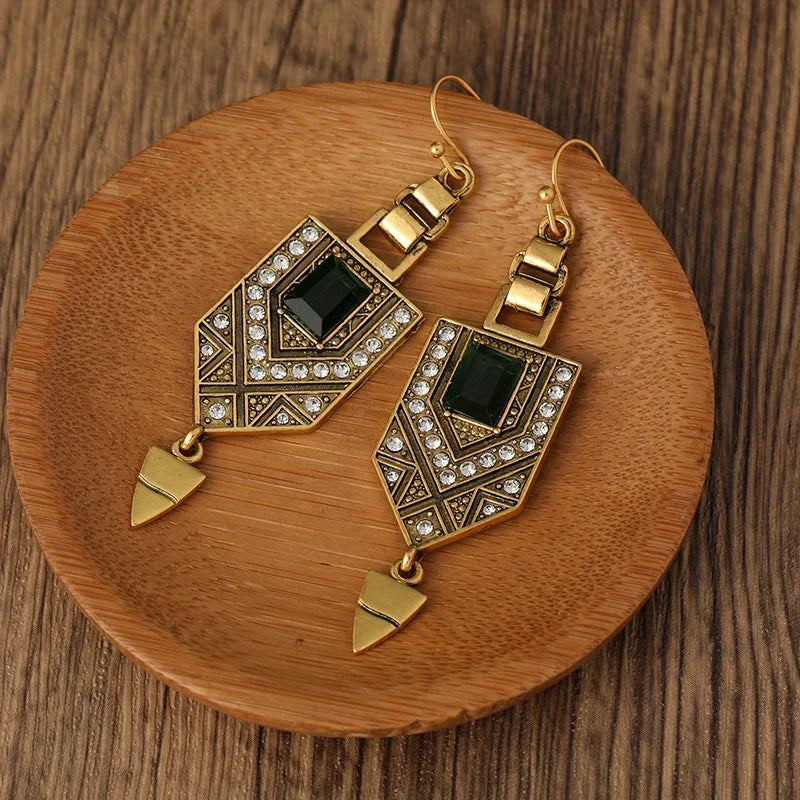 Boucles d'oreilles indiennes à zircons, bijou en plaqué or