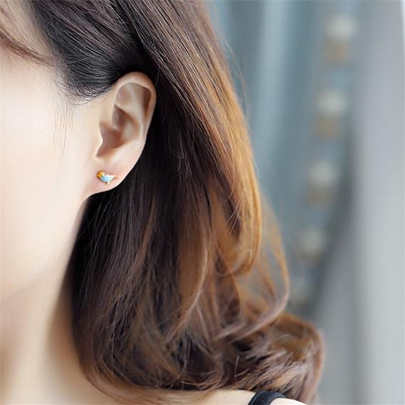 Boucles d'oreilles Oiseau 3D multicolore, bijou en alliage plaqué argent 925 et en émail