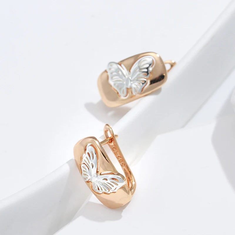 Boucles d'oreilles Papillons, bijou en alliage plaqué or 585 (14 carats)