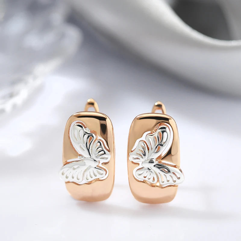 Boucles d'oreilles Papillons, bijou en alliage plaqué or 585 (14 carats)