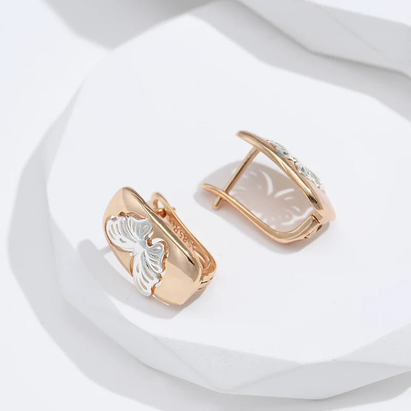 Boucles d'oreilles Papillons, bijou en alliage plaqué or 585 (14 carats)