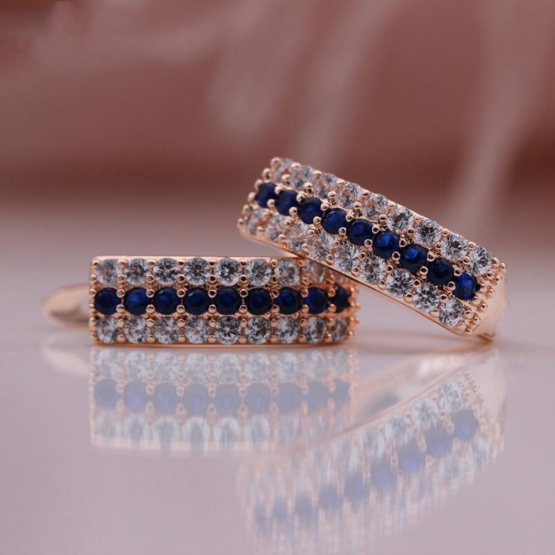 Boucles d'oreille Pavés de zircons, bijou en alliage plaqué or 585 (14 ct) et zircons naturels