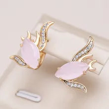 Boucles d'oreilles Poisson, bijou en alliage plaqué or 585 (14 ct) et zircons naturels