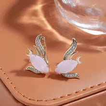 Boucles d'oreilles Poisson, bijou en alliage plaqué or 585 (14 ct) et zircons naturels