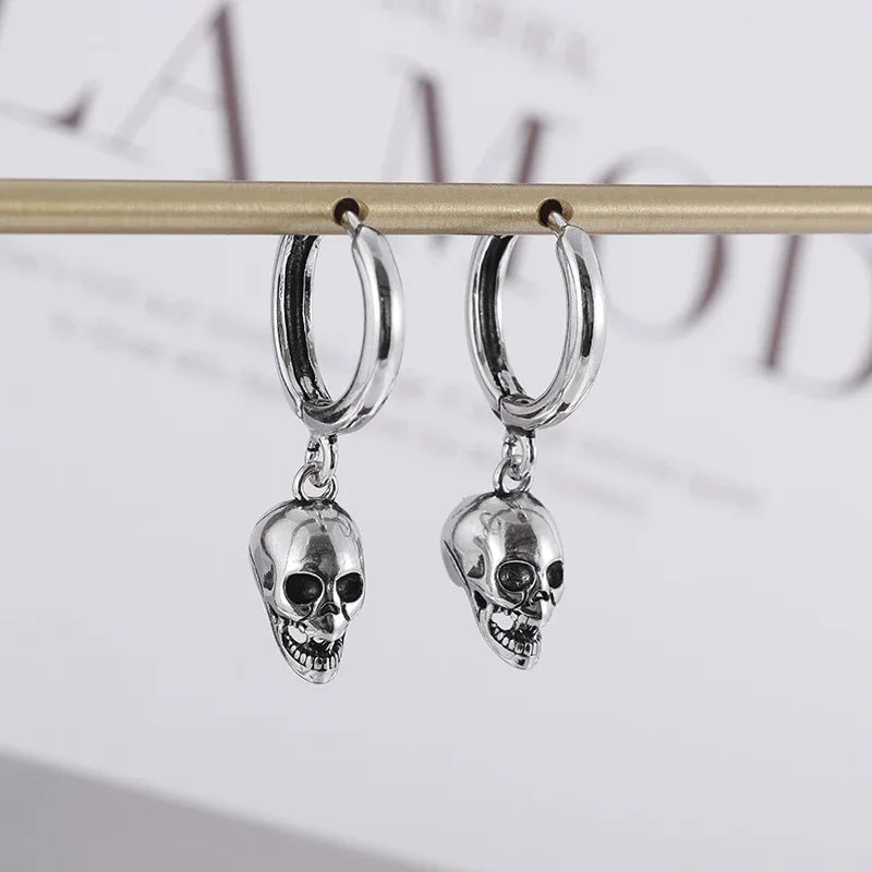 Boucles d'oreilles minimalistes Têtes de mort, bijou en alliage plaqué argent