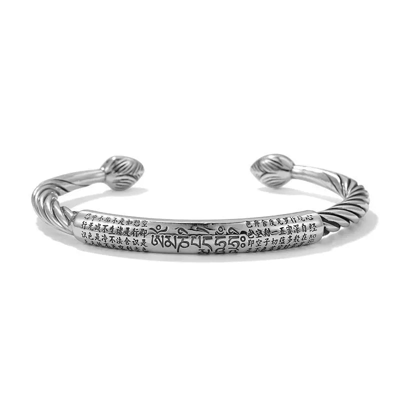 Bracelet jonc orné de signes exotiques, bijou plaqué argent