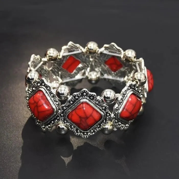 Bracelet bohème en pierre naturelle "jaspe rouge"