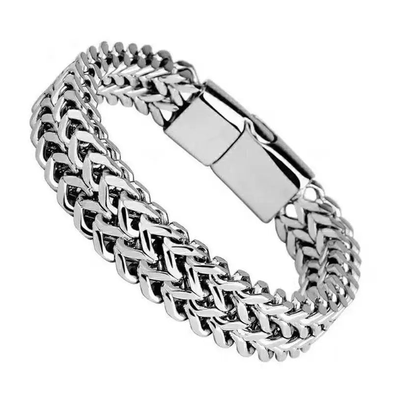 Bracelet pour hommes, maille tressée, bijou en acier inoxydable argenté