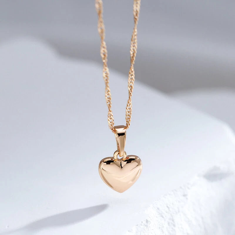 Collier Coeur, bijou en alliage plaqué or 585 (14 carats)