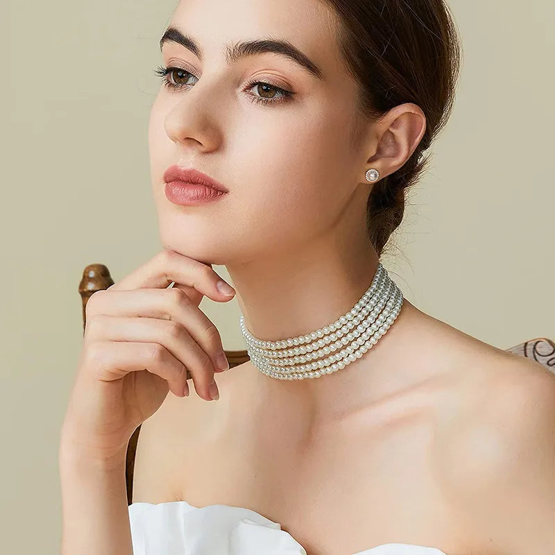Collier Ras du cou Avec Perles Beige Ivoire YaliGifts collier-ras-du-cou-avec-perles-beige-ivoire-yaligifts