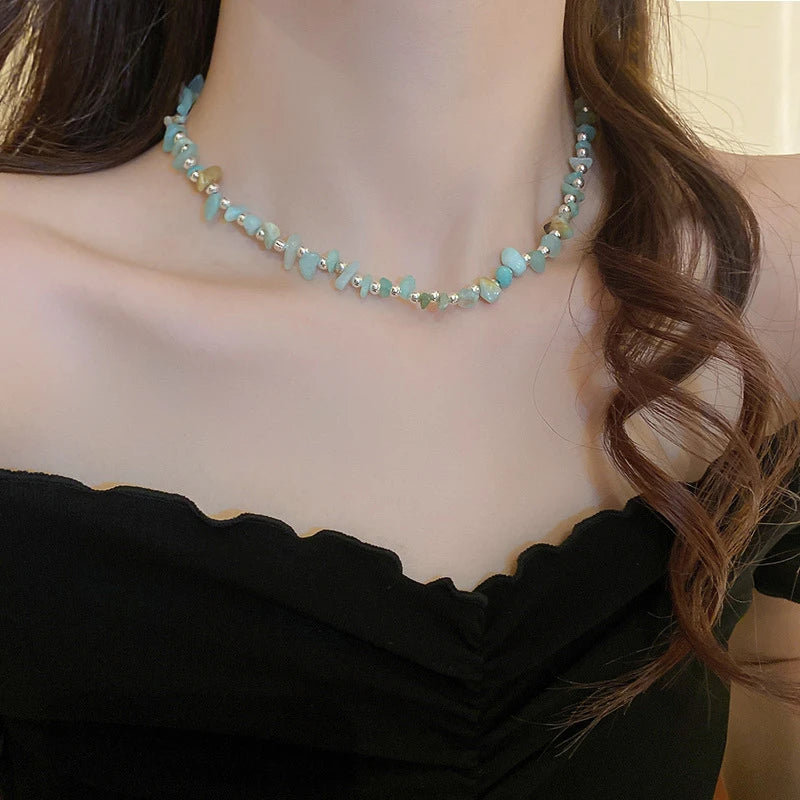 collier en pierres naturelles aventurine verte