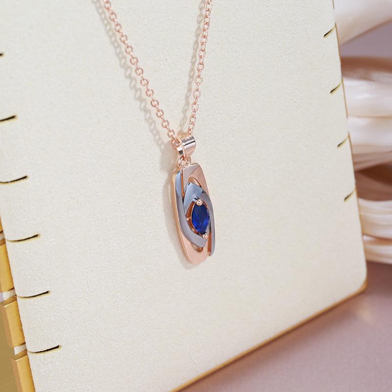 Collier Zircon bleu, bijou en alliage plaqué or 585 (14 carats) et en zircon naturel