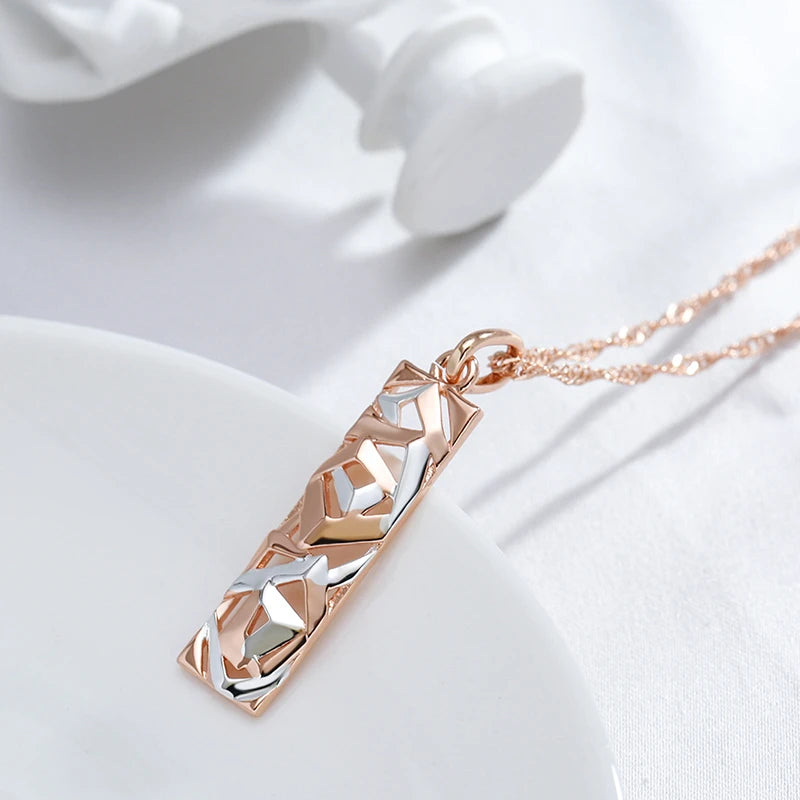 Collier avec pendentif géométrique, bijou en alliage plaqué argent 925 et plaqué or 585 (14k)