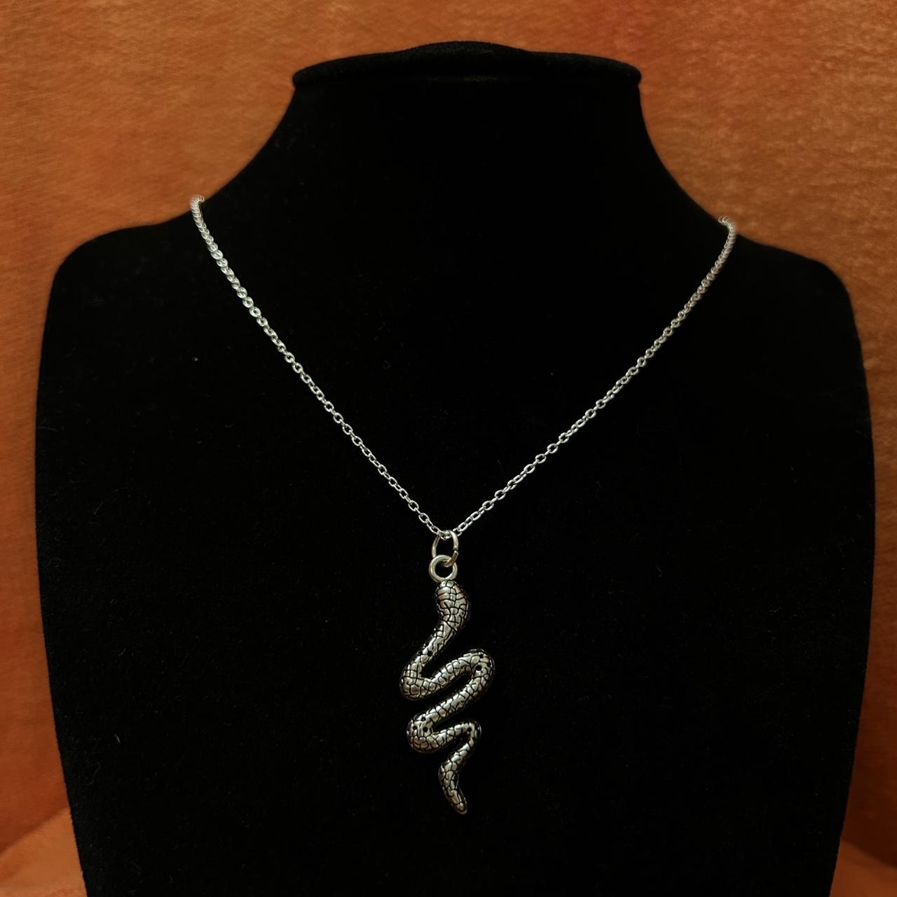 Collier pendentif Serpent, bijou en acier inoxydable argenté