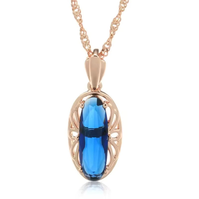Collier Tourmaline bleue, bijou en alliage plaqué or 585 (14 carats) et en zircon naturel