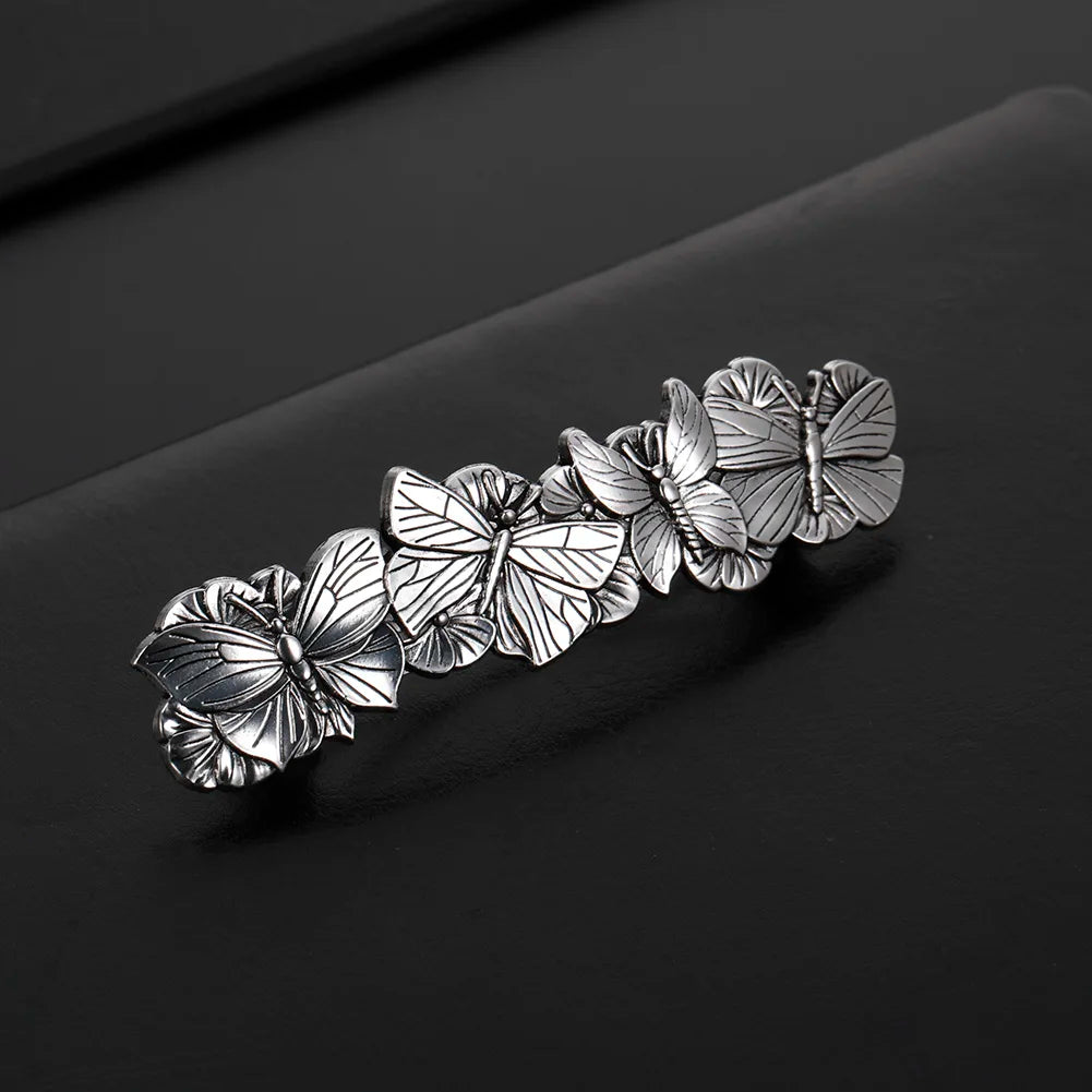 Pince à cheveux Papillons, bijou en acier inoxydable argenté