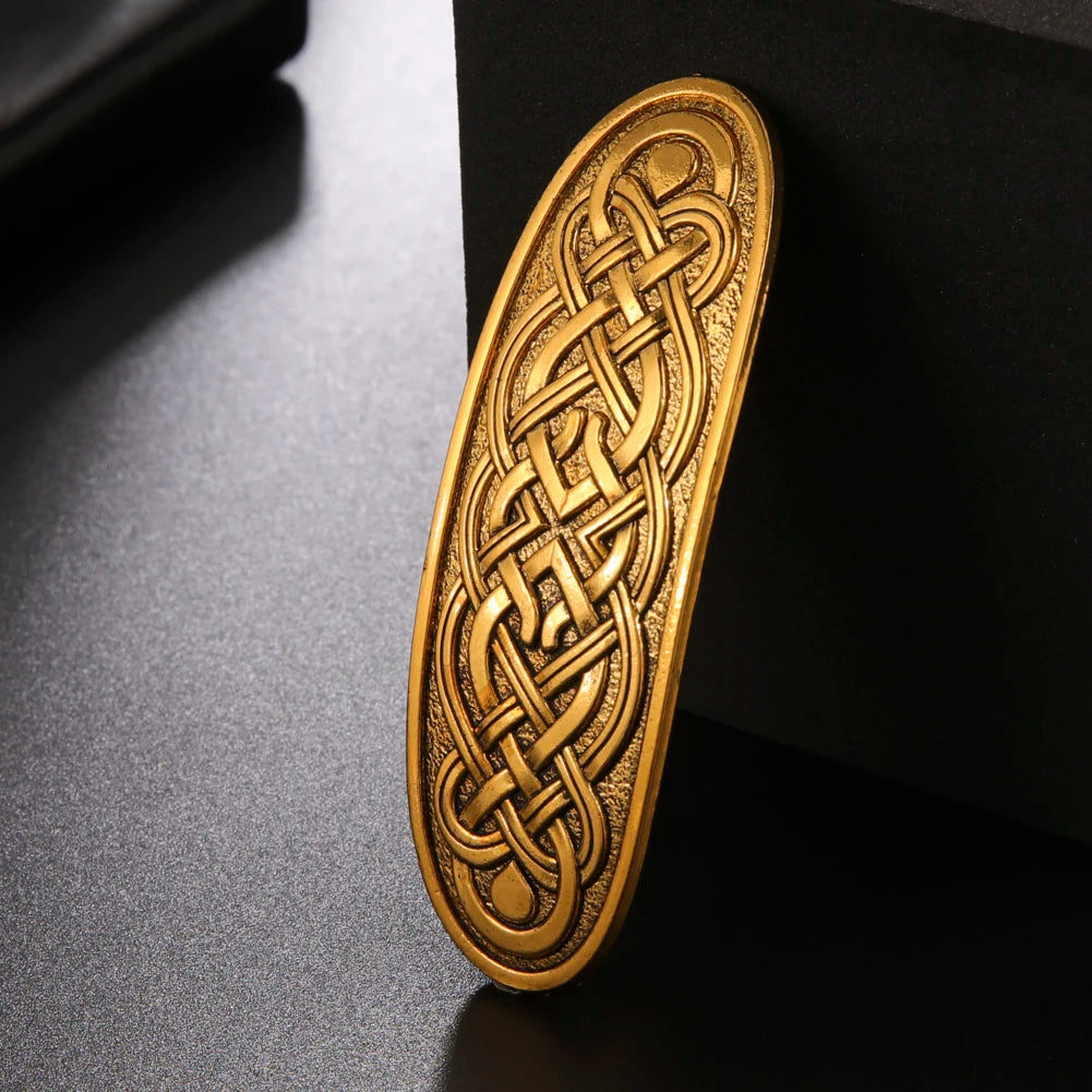 Pince à cheveux noeuds irlandais, bijou en acier inoxydable doré