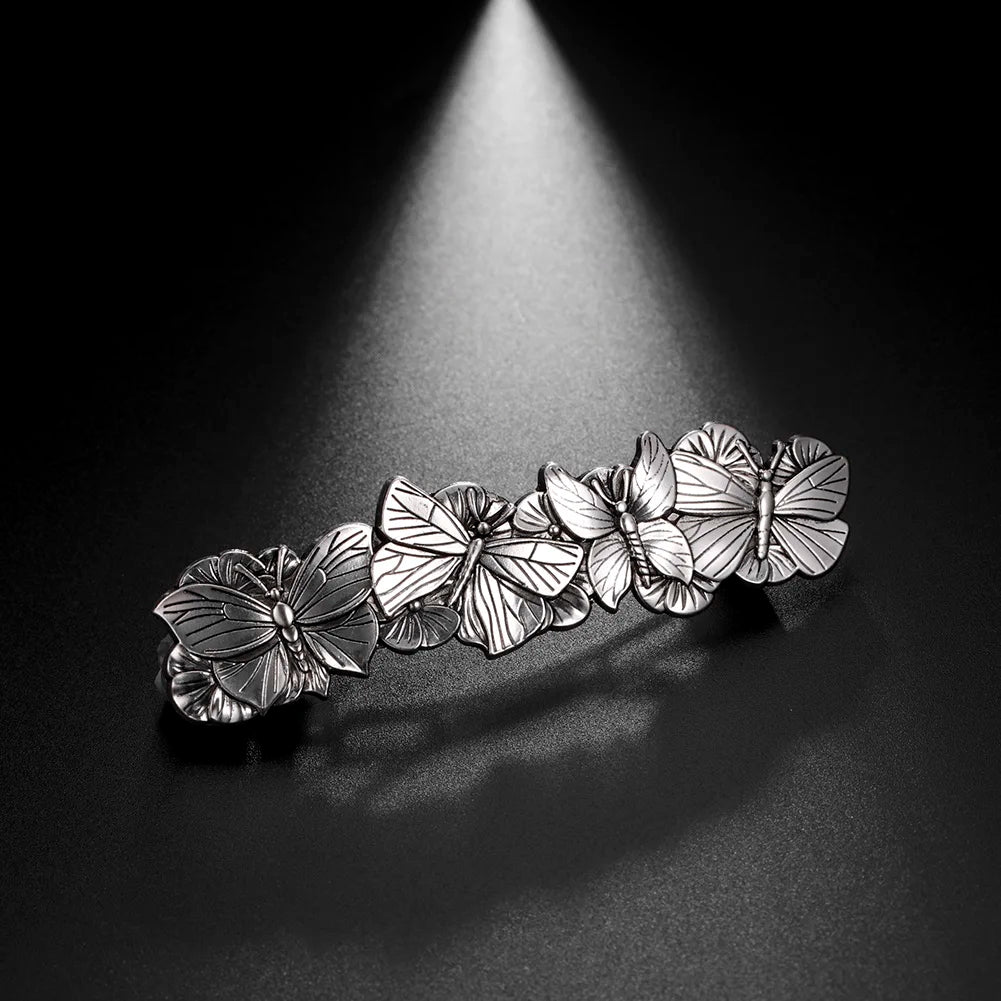 Pince à cheveux Papillons, bijou en acier inoxydable argenté