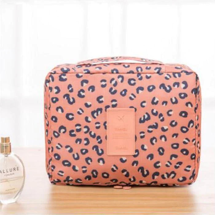 Trousse de maquillage, trousse de toilette de voyage, à motif léopard rose