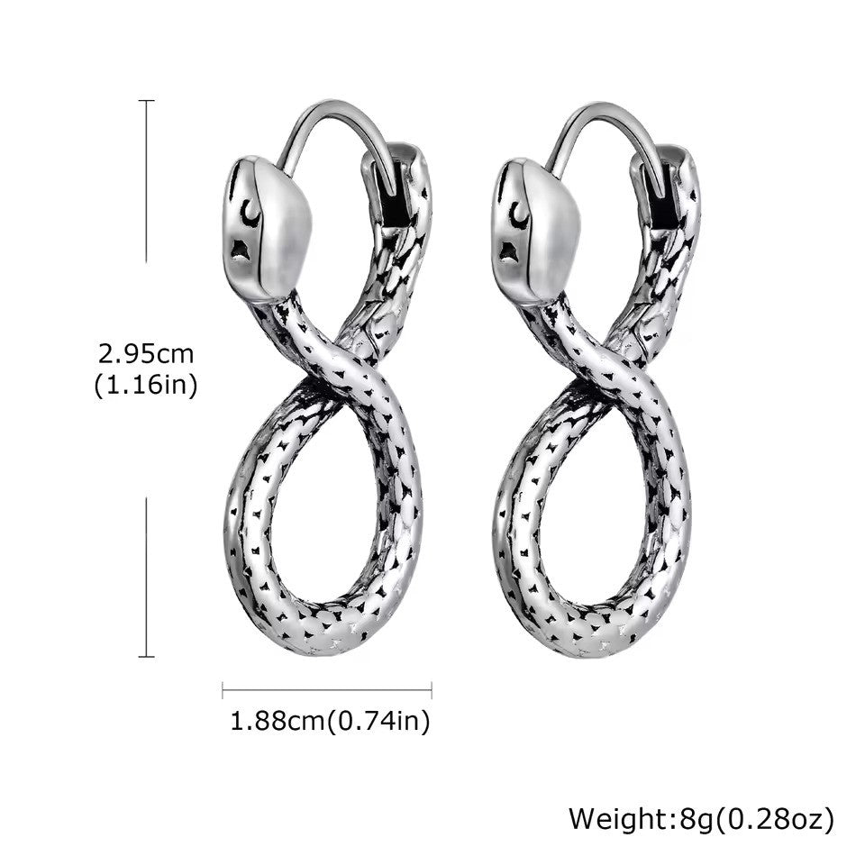 Boucles d'oreilles Serpent, bijou en alliage plaqué argent
