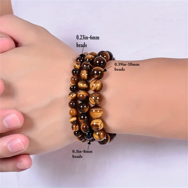 Bracelet de perles en pierre naturelle Oeil de Tigre marron