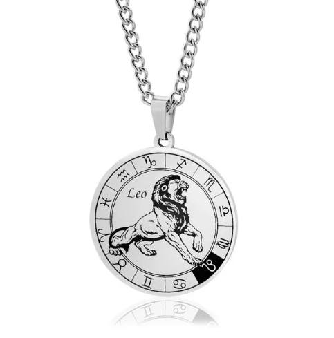 Collier Signe astrologique pour hommes, bijou en acier inoxydable argenté