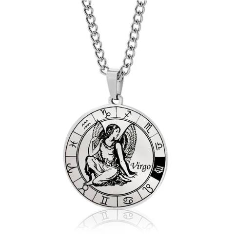 Collier Signe astrologique pour hommes, bijou en acier inoxydable argenté