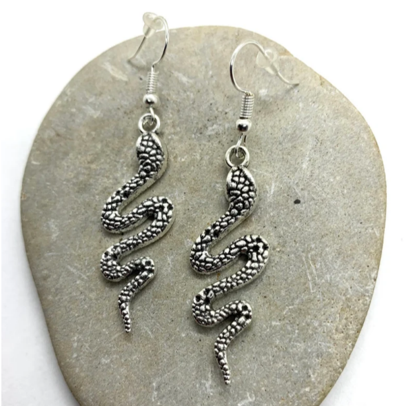 Boucles d'oreilles serpent Cobra, bijou en acier inoxydable argenté