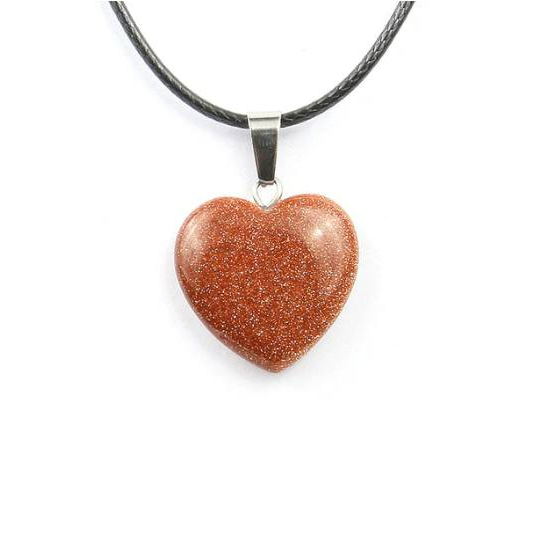 Collier pendentif Coeur en pierre de sable, bijou en pierre naturelle
