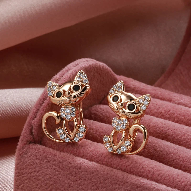 boucles d'oreilles chats avec zircons