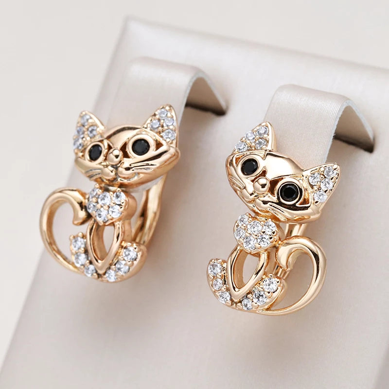 boucles d'oreilles chats avec zircons