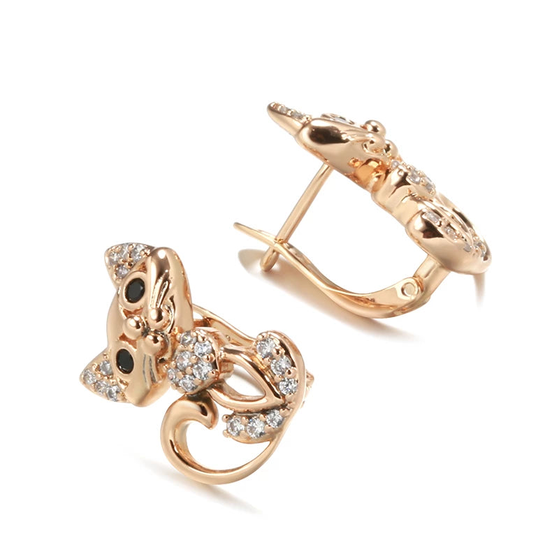 boucles d'oreilles chats avec zircons