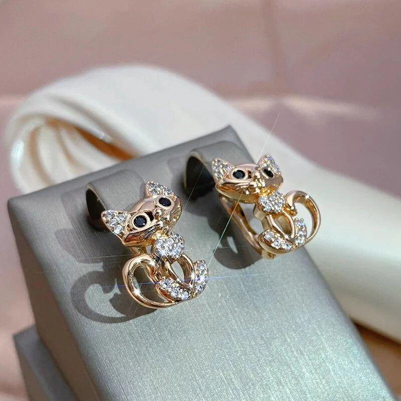boucles d'oreilles chats avec zircons