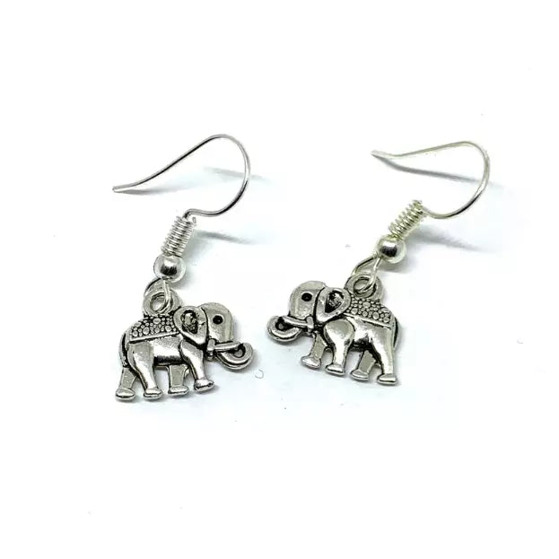 Boucles d'oreilles Eléphants, bijou en acier inoxydable argenté