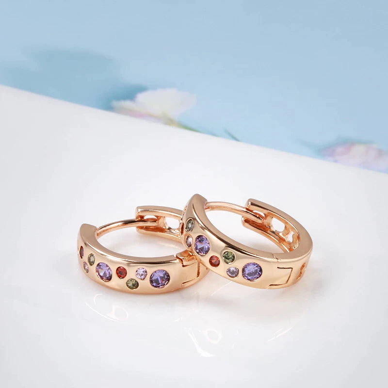 anneaux boucles d'oreilles avec zircons multicolores