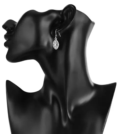 Boucles d'oreilles minimalistes Feuille, bijou en plaqué argent