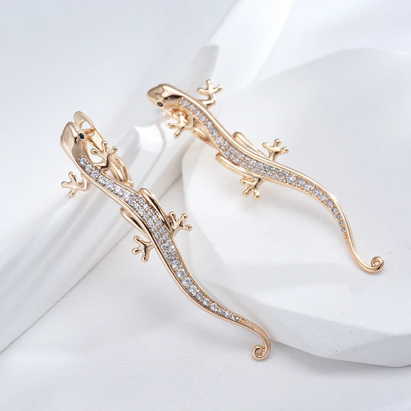boucles d'oreilles lézards zircons blancs