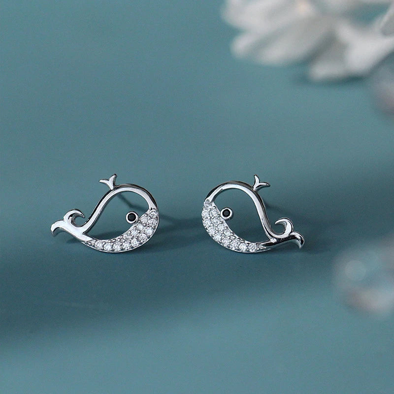 boucles d'oreilles baleines avec zircons blancs