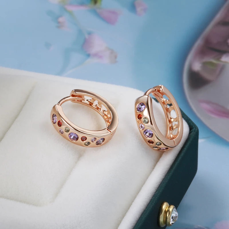 anneaux boucles d'oreilles zircons multicolores