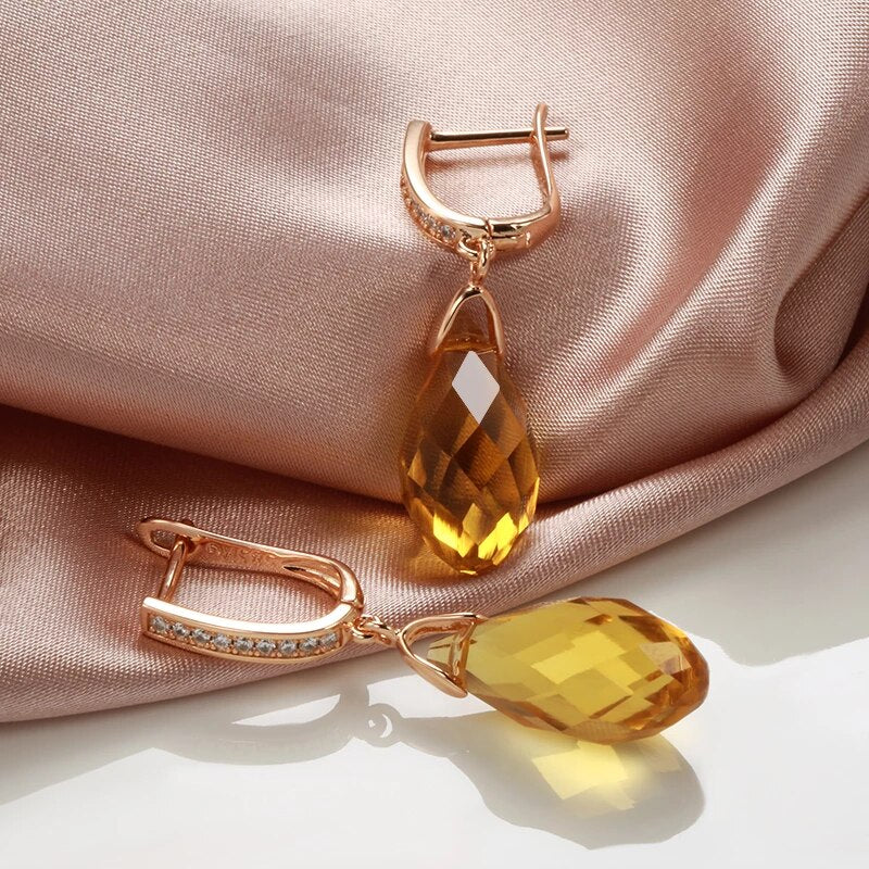 boucles d'oreilles cristal jaune
