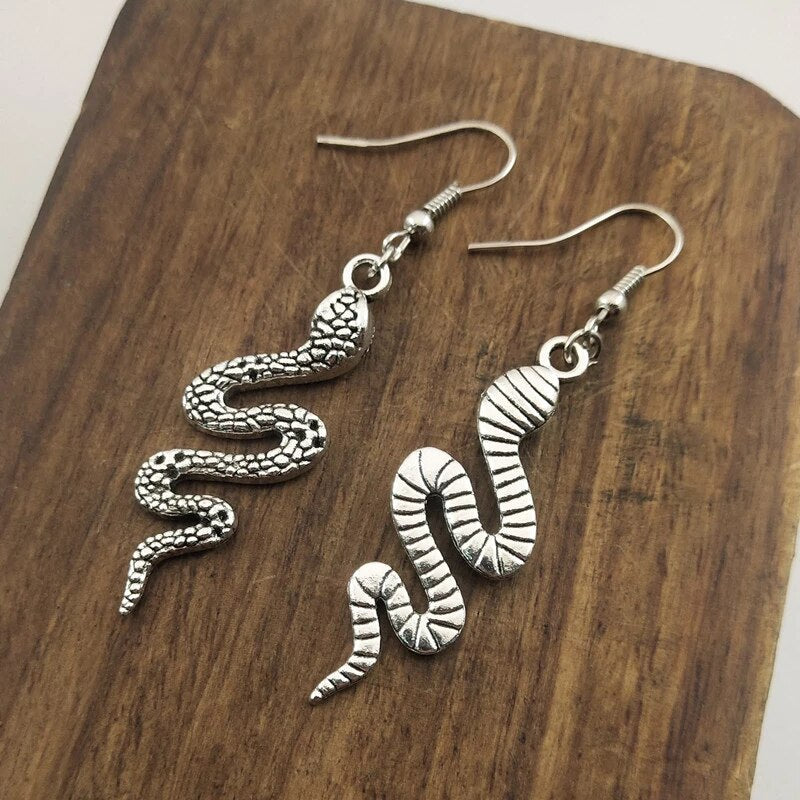 Boucles d'oreilles serpent Cobra, bijou en acier inoxydable argenté