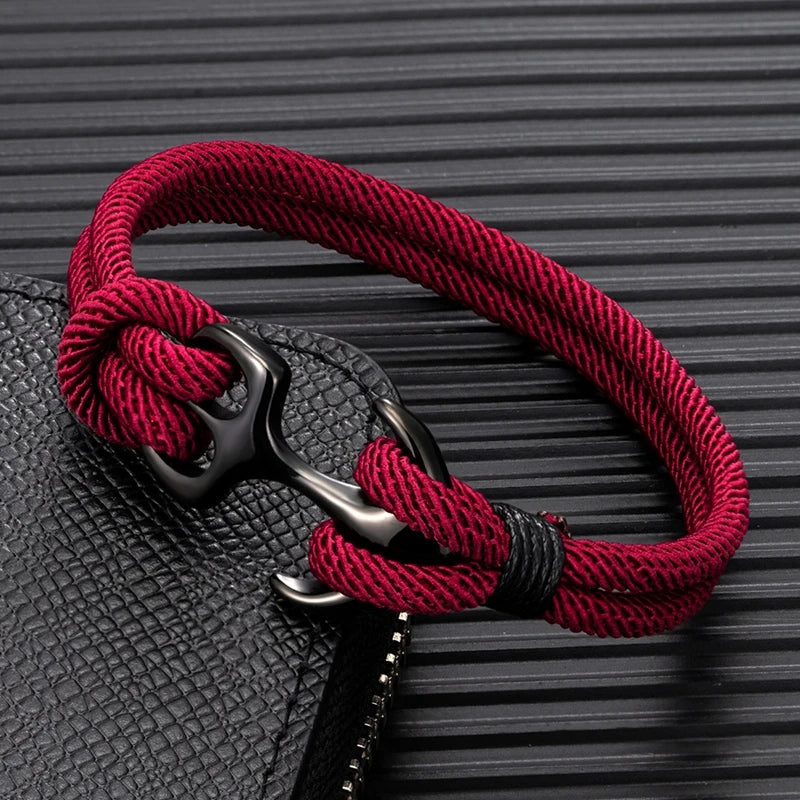 Bracelet Ancre avec corde rouge, bijou pour hommes
