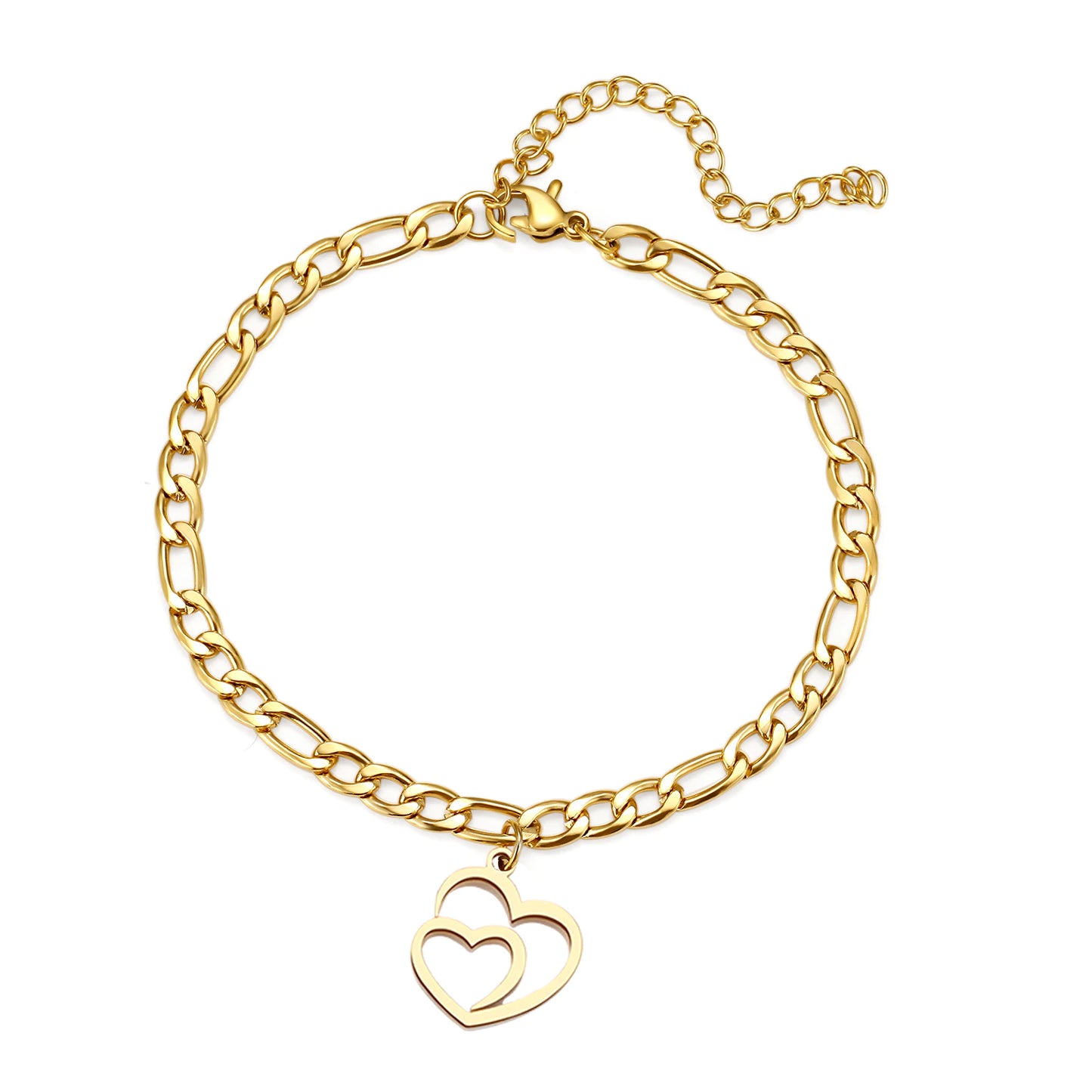 Bracelet Coeurs, bijou en acier inoxydable doré