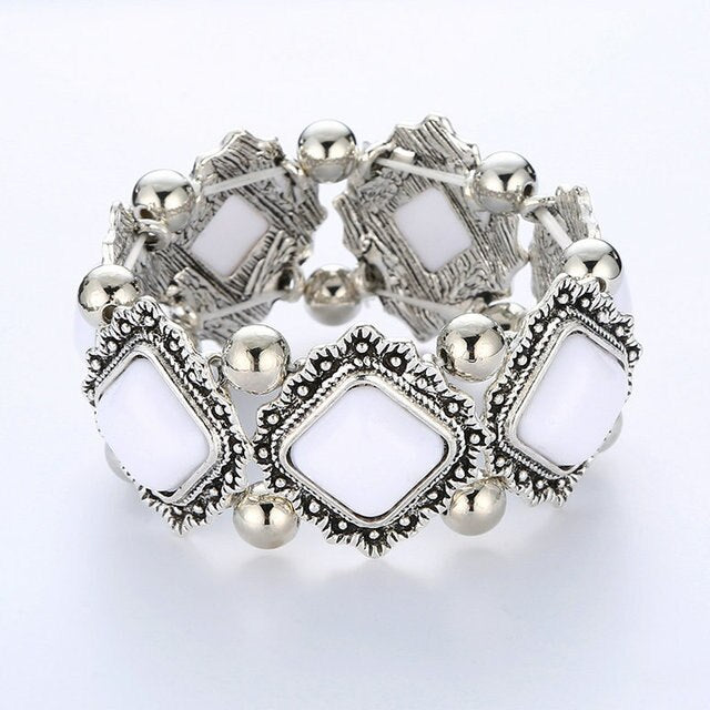 Bracelet bohème en pierre naturelle "agate blanche"