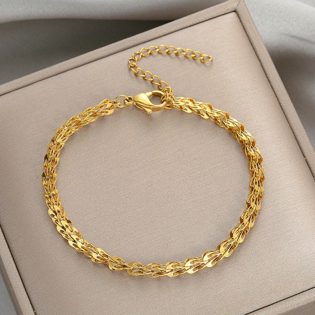 Bracelet "épis de blé", bijou en acier inoxydable
