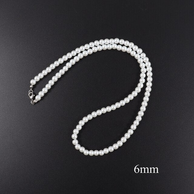 Collier de perles beige ivoire, bijou en acrylique