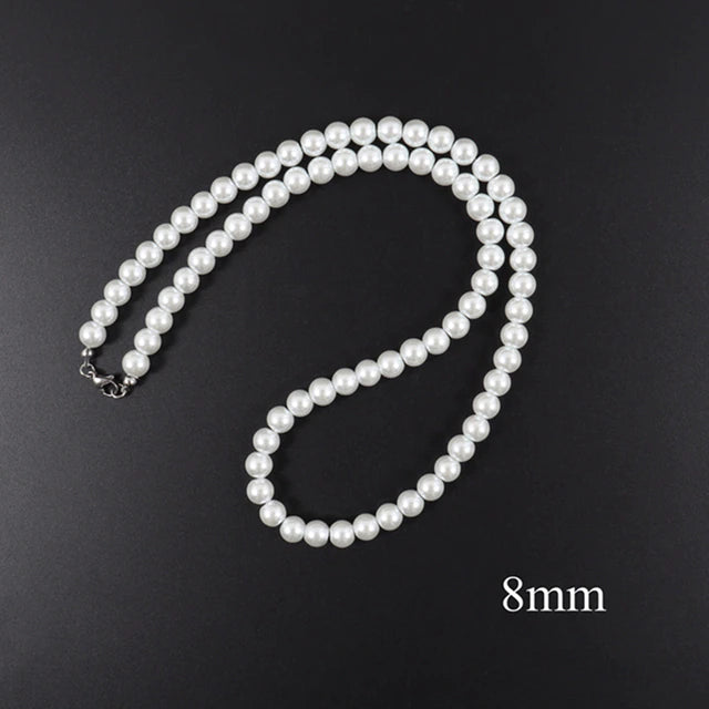 Collier de perles beige ivoire, bijou en acrylique